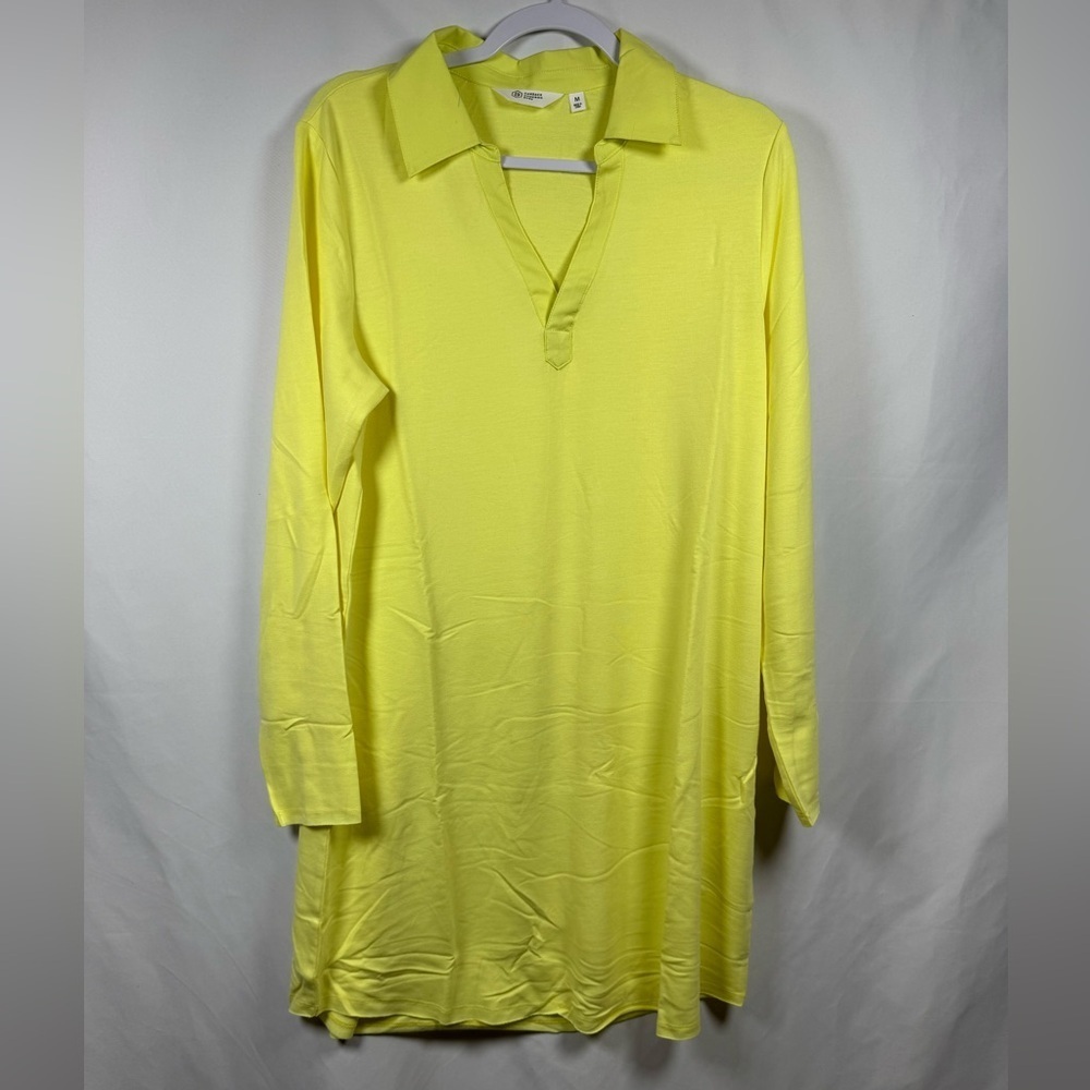 Candace Cameron Bure Y-Neck Shirt Dress Sunny Lime M - Picture 1 of 10